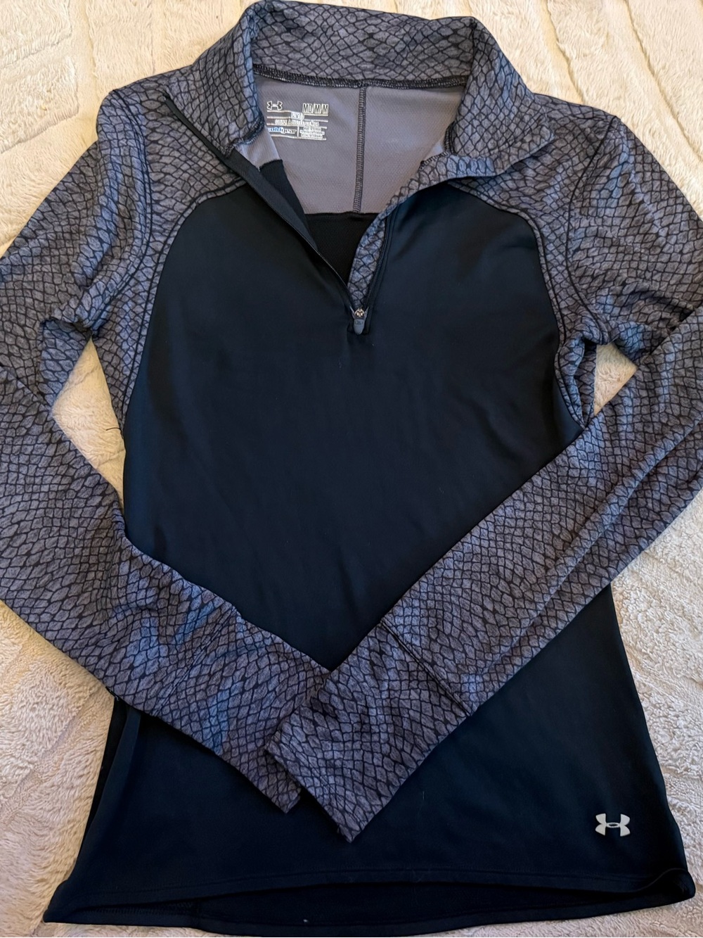Under Armour Black Pullover with Gray Textured Sleeves
